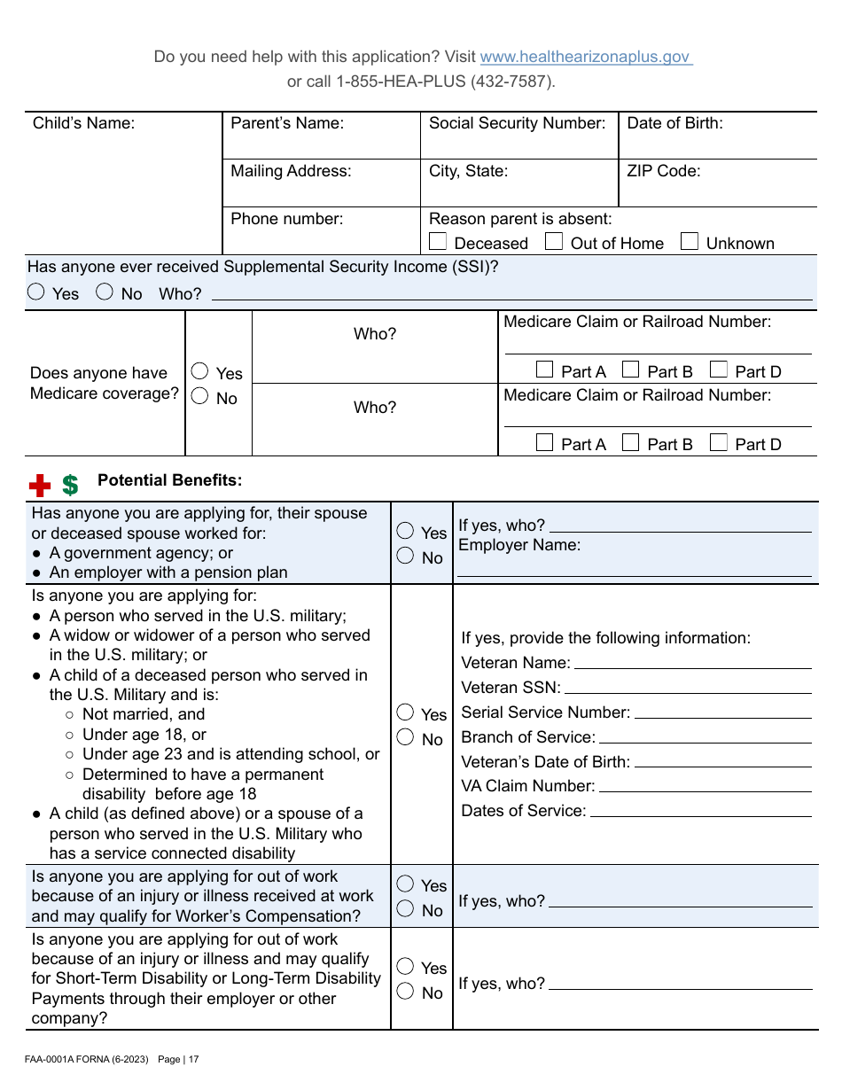 Form FAA-0001A Application for Benefits - Arizona, Page 27
