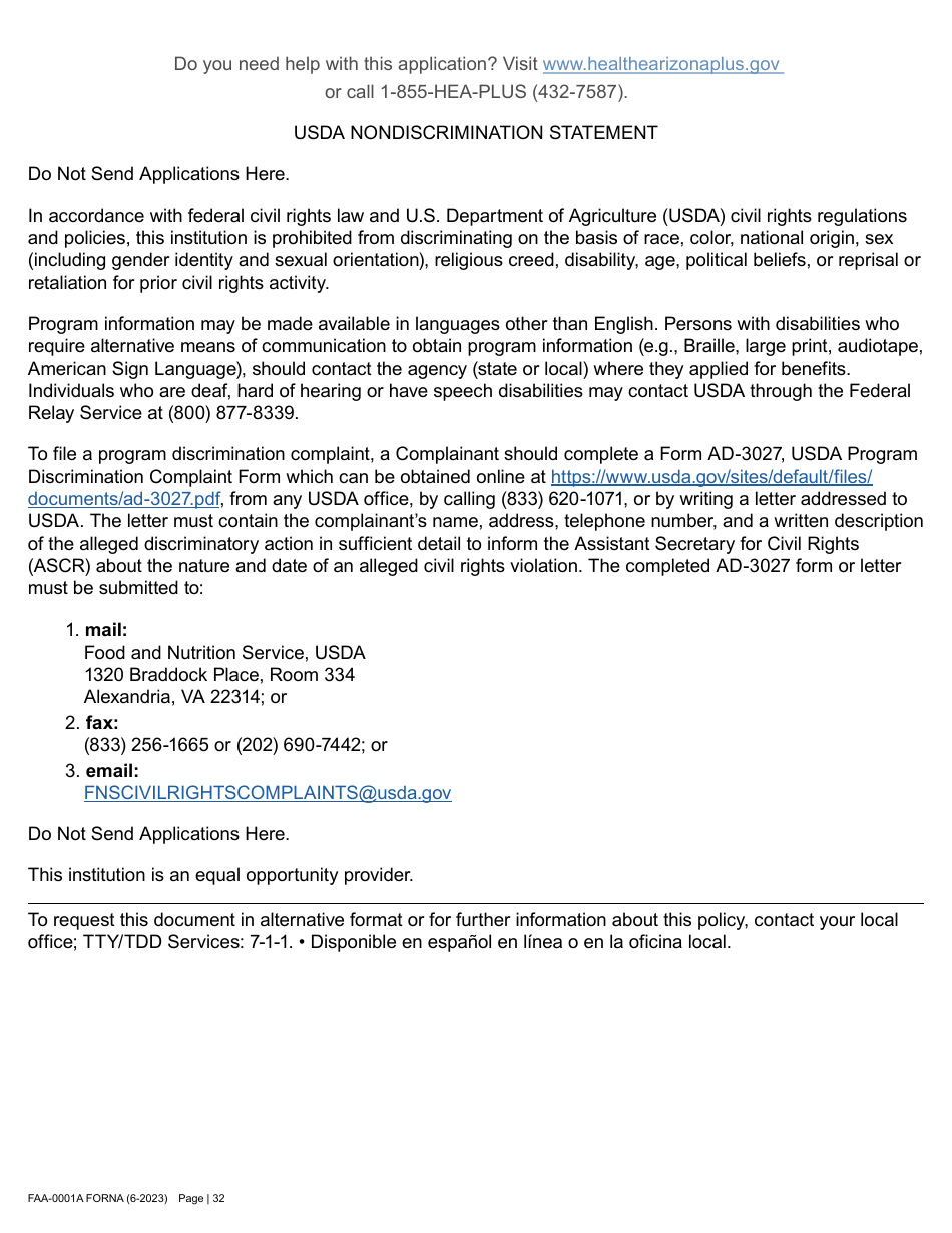 Form FAA-0001A Application for Benefits - Arizona, Page 42