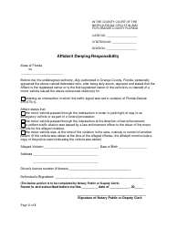 Document preview: Affidavit Denying Responsibility - Orange County, Florida