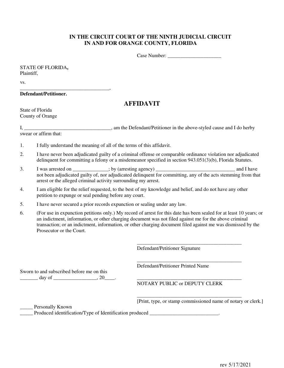 Petition to Expunge or Seal Criminal Record - Orange County, Florida, Page 4