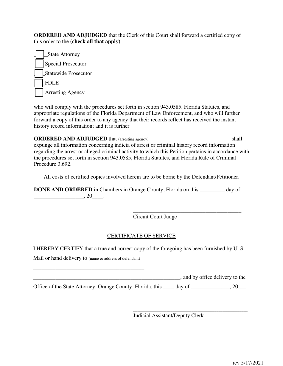 Petition to Expunge or Seal Criminal Record - Orange County, Florida, Page 6