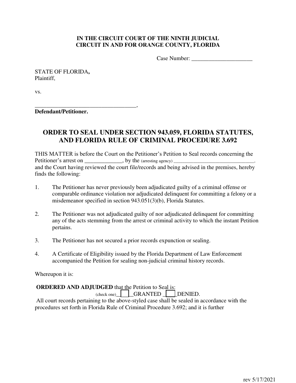Petition to Expunge or Seal Criminal Record - Orange County, Florida, Page 7