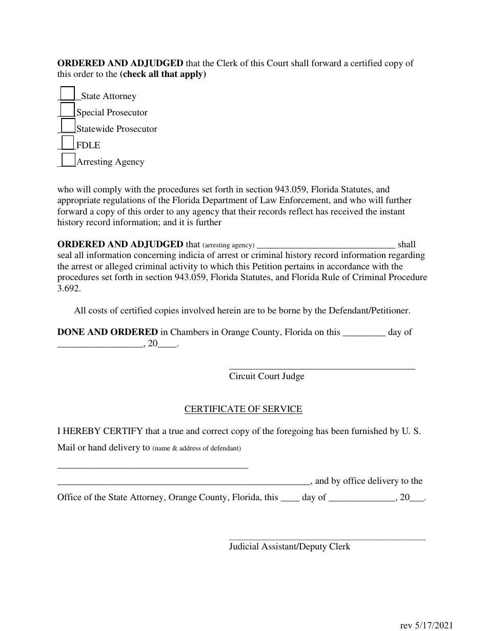 Petition to Expunge or Seal Criminal Record - Orange County, Florida, Page 8