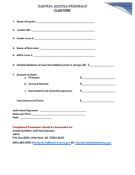 Document preview: Claim Form - Capital Access Program - Arkansas