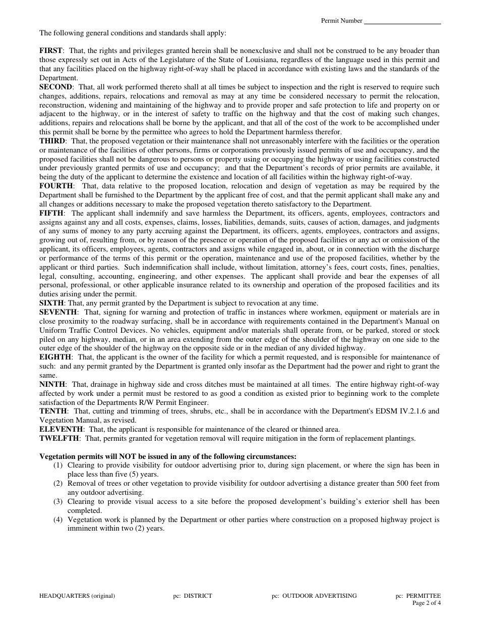 Vegetation Enhancement Permit - Louisiana, Page 2