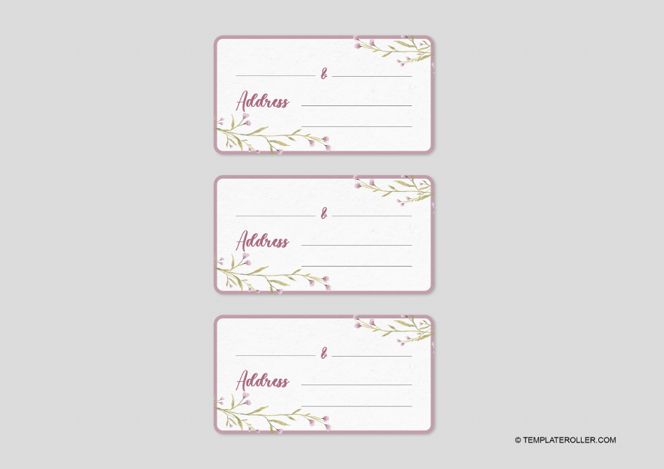 Wedding Address Label Template - Pink