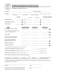 Document preview: Form VOSDOCS-#350061 Zoning Information Worksheet - Village of Skokie, Illinois