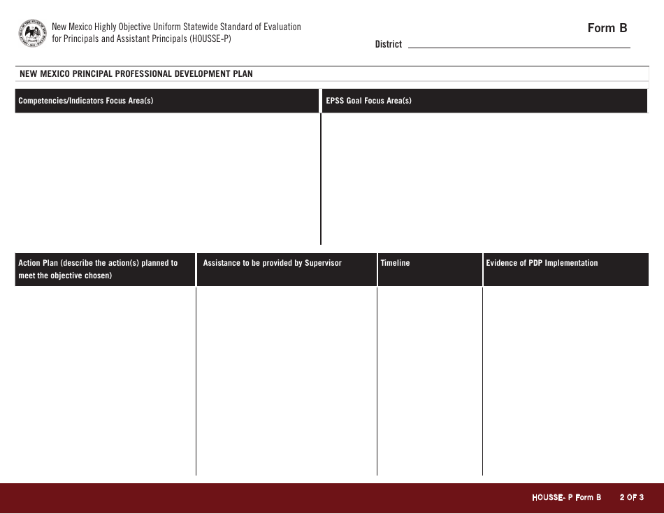 Form B New Mexico Principal Professional Development Plan - New Mexico, Page 2