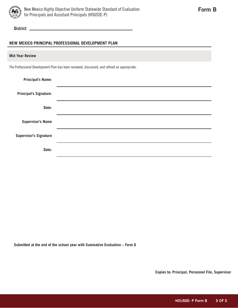 Form B New Mexico Principal Professional Development Plan - New Mexico, Page 3