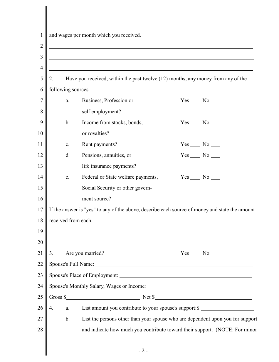 Application to Proceed in Forma Pauperis (Non-prisoner Cases Only) - California, Page 2
