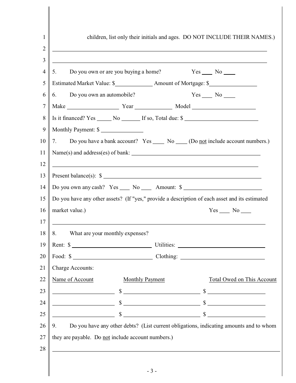 Application to Proceed in Forma Pauperis (Non-prisoner Cases Only) - California, Page 3