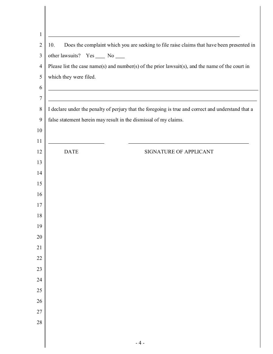 Application to Proceed in Forma Pauperis (Non-prisoner Cases Only) - California, Page 4