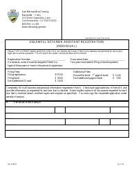 Document preview: Unlawful Detainer Assistant Registration (Individual) - County of San Bernardino, California