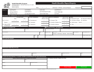 Document preview: Form 1054 Health Benefits Report/Inquiry - New York City