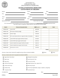 Document preview: Seating and Positioning Order Form - Custom Prone on Forearms - Tennessee