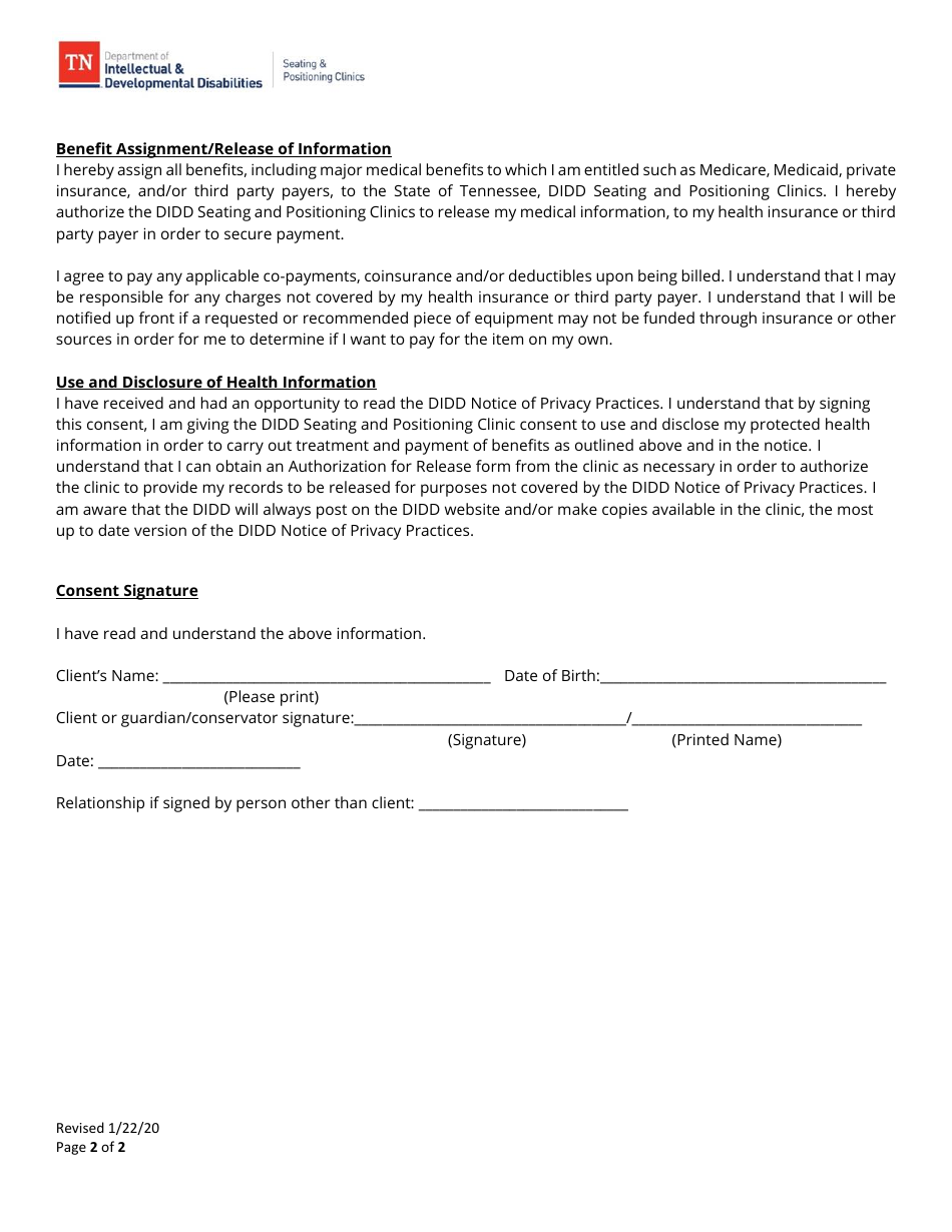 Consent for Seating and Positioning Services - Tennessee, Page 2