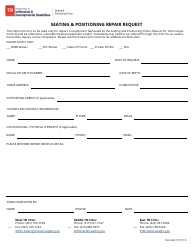 Document preview: Seating & Positioning Repair Request - Tennessee