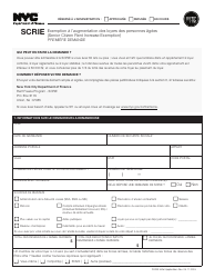 Document preview: Senior Citizen Rent Increase Exemption Initial Application - New York City (French)