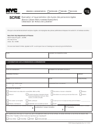 Document preview: Senior Citizen Rent Increase Exemption Renewal Application - New York City (French)