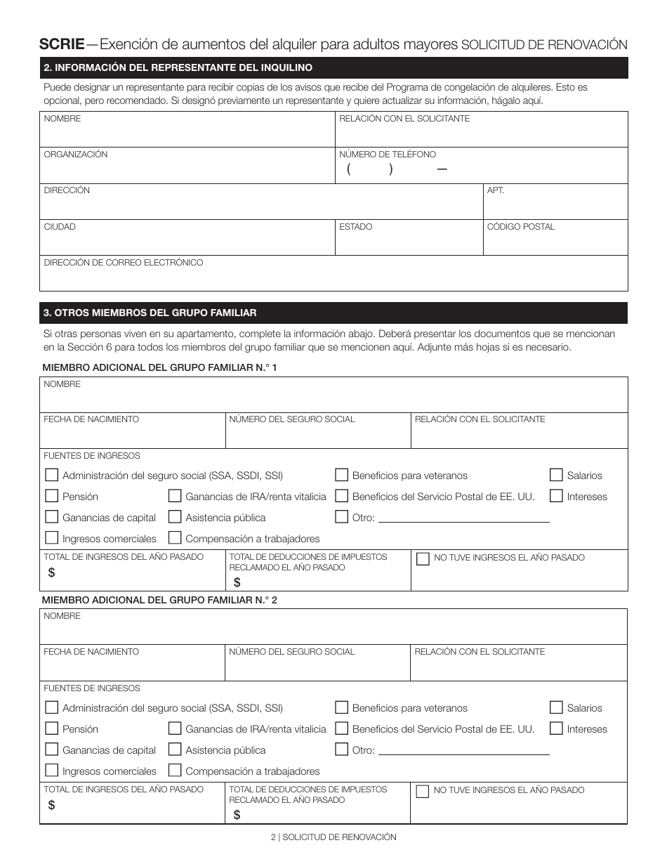 Exencion De Aumentos Del Alquiler Para Adultos Mayores Solicitud De Renovacion - New York City (Spanish), Page 2