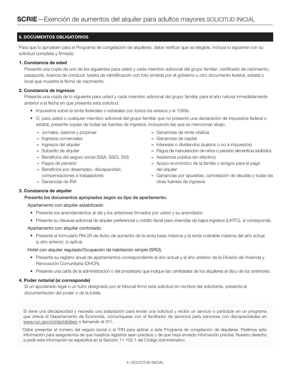 Exencion De Aumentos Del Alquiler Para Adultos Mayores Solicitud Inicial - New York City (Spanish), Page 4