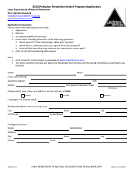 Document preview: DNR Form 542-0336 Pollution Prevention Intern Program Application - Iowa, 2024