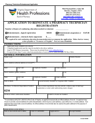 Application to Reinstate a Pharmacy Technician Registration - Virginia, Page 2