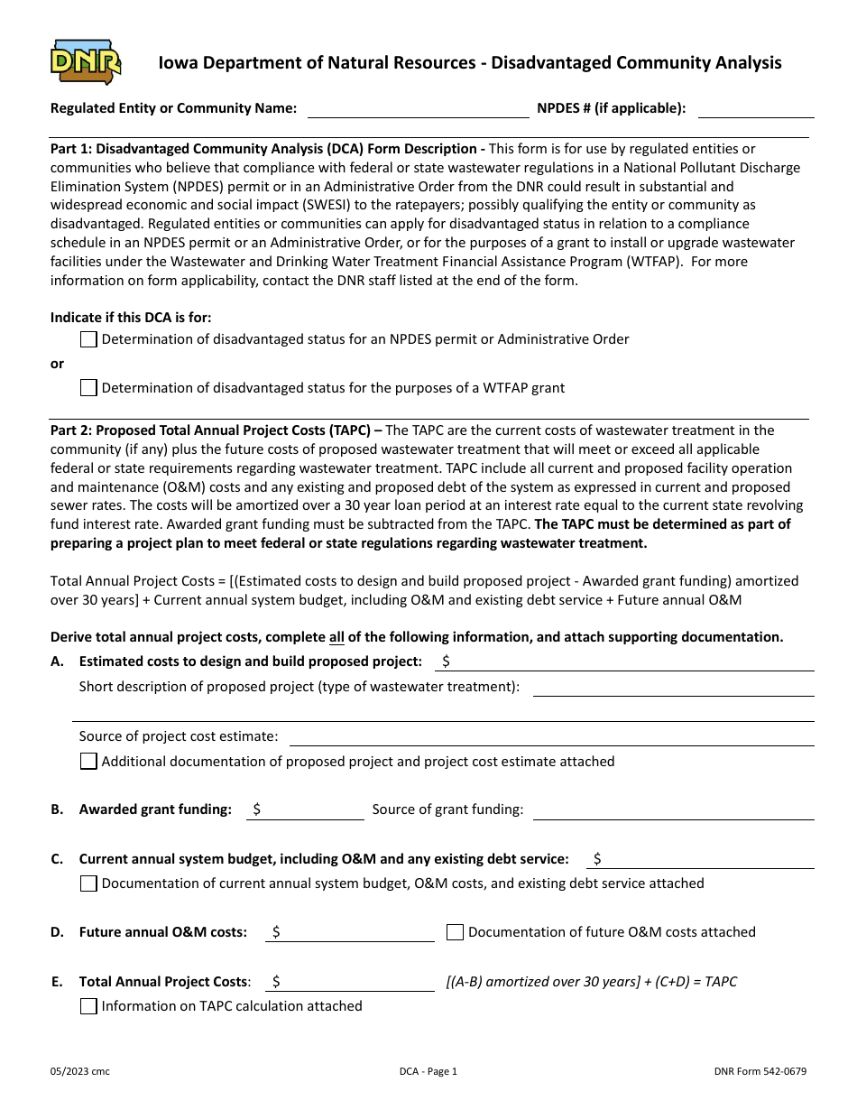 DNR Form 542-0679 Download Fillable PDF or Fill Online Iowa Department ...