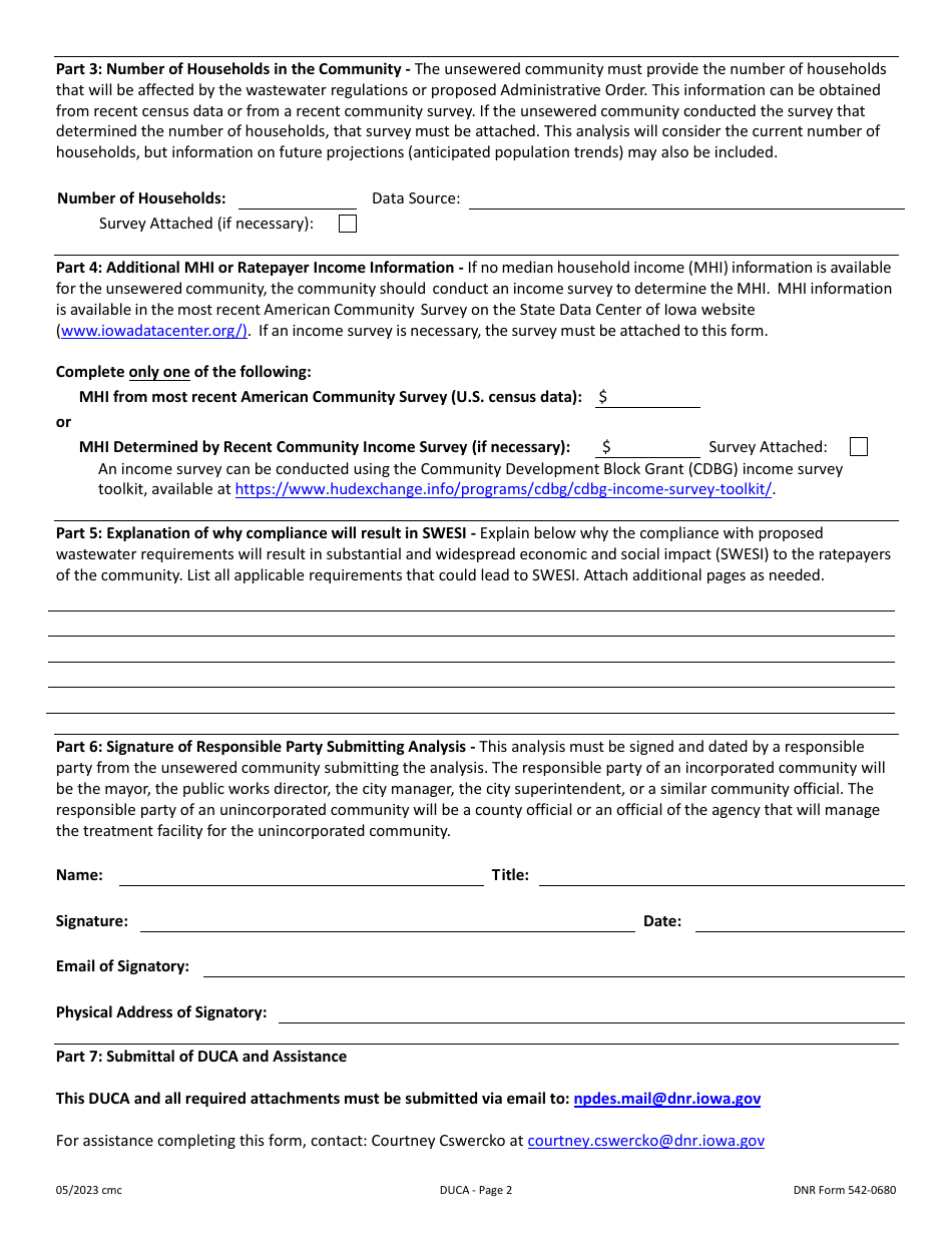 DNR Form 542-0680 Disadvantaged Unsewered Community Analysis - Iowa, Page 2