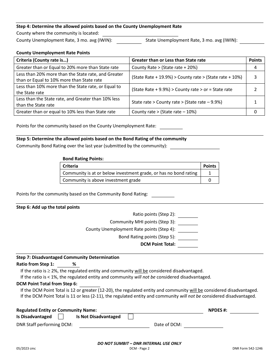 DNR Form 542-1246 Disadvantaged Community Matrix - Iowa, Page 2