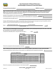 Document preview: DNR Form 542-1247 Disadvantaged Unsewered Community Matrix - Iowa