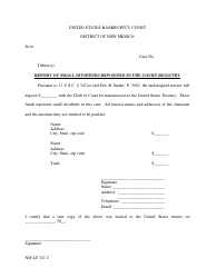 Document preview: Form NM LF347-5 Report of Small Dividends Deposited in the Court Registry - New Mexico