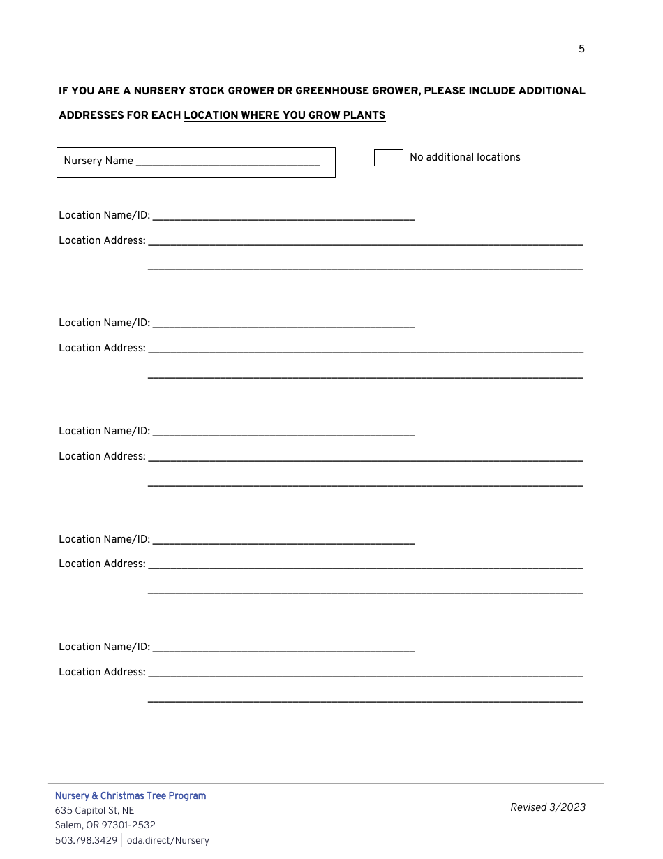 Nursery License Application - Oregon, Page 5
