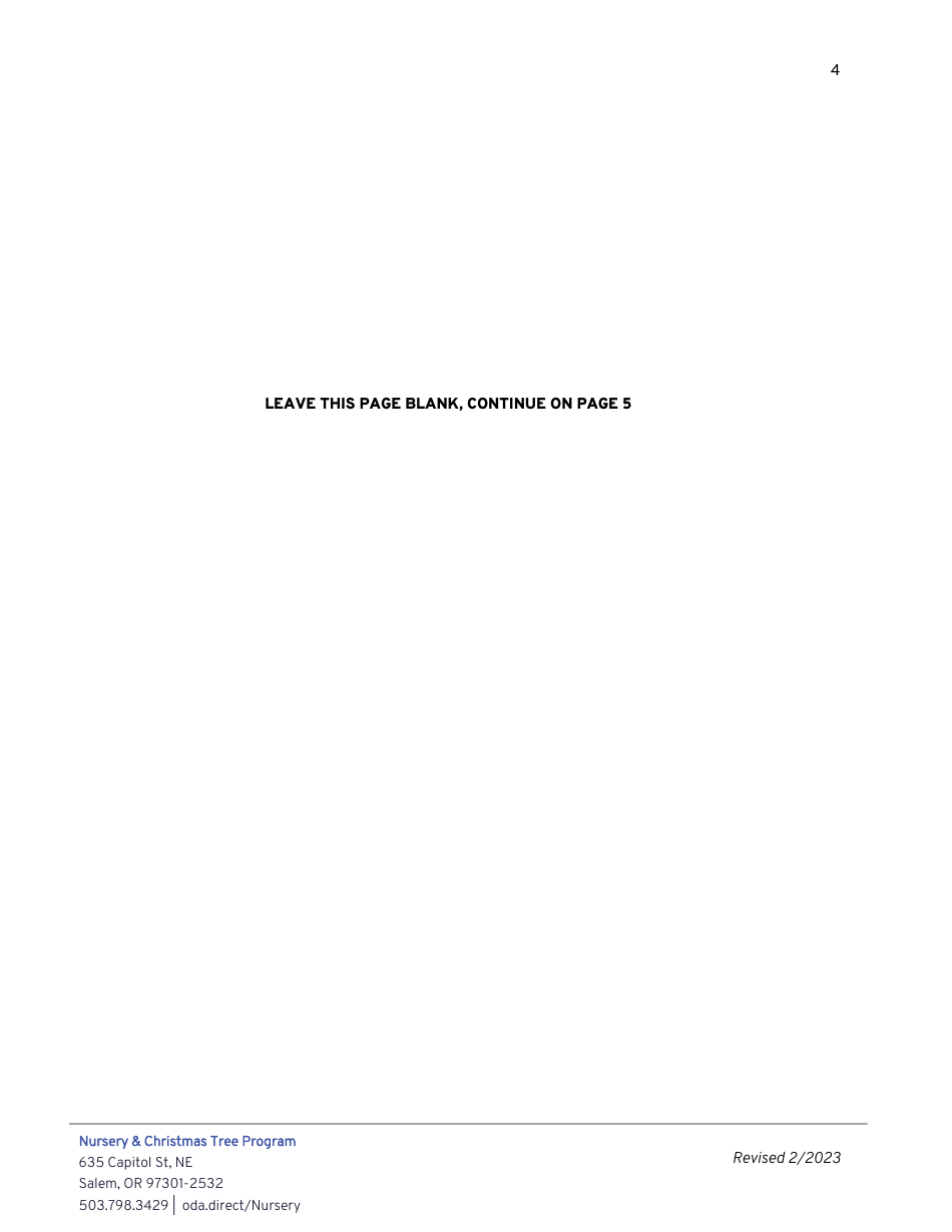 Nursery License Renewal Form - Oregon, Page 4