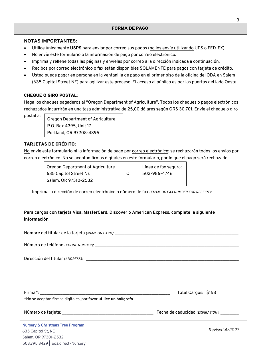 Solicitud De Licencia De Vivero - Oregon (Spanish), Page 3