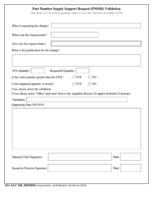OO-ALC Form 248  Printable Pdf