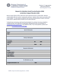 Document preview: Request for Substitute Social Security Number (Ssn) Jurisdiction Assigned Number (Jan) - Montana
