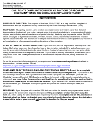 Document preview: Form SSA-437-BK Civil Rights Complaint Form for Allegations of Program Discrimination by the Social Security Administration