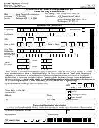 Form SSA-581-OP252 Authorization to Obtain Earnings Data From the Social Security Administration