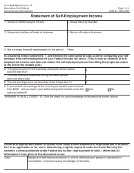Form SSA-766 Statement of Self-employment Income