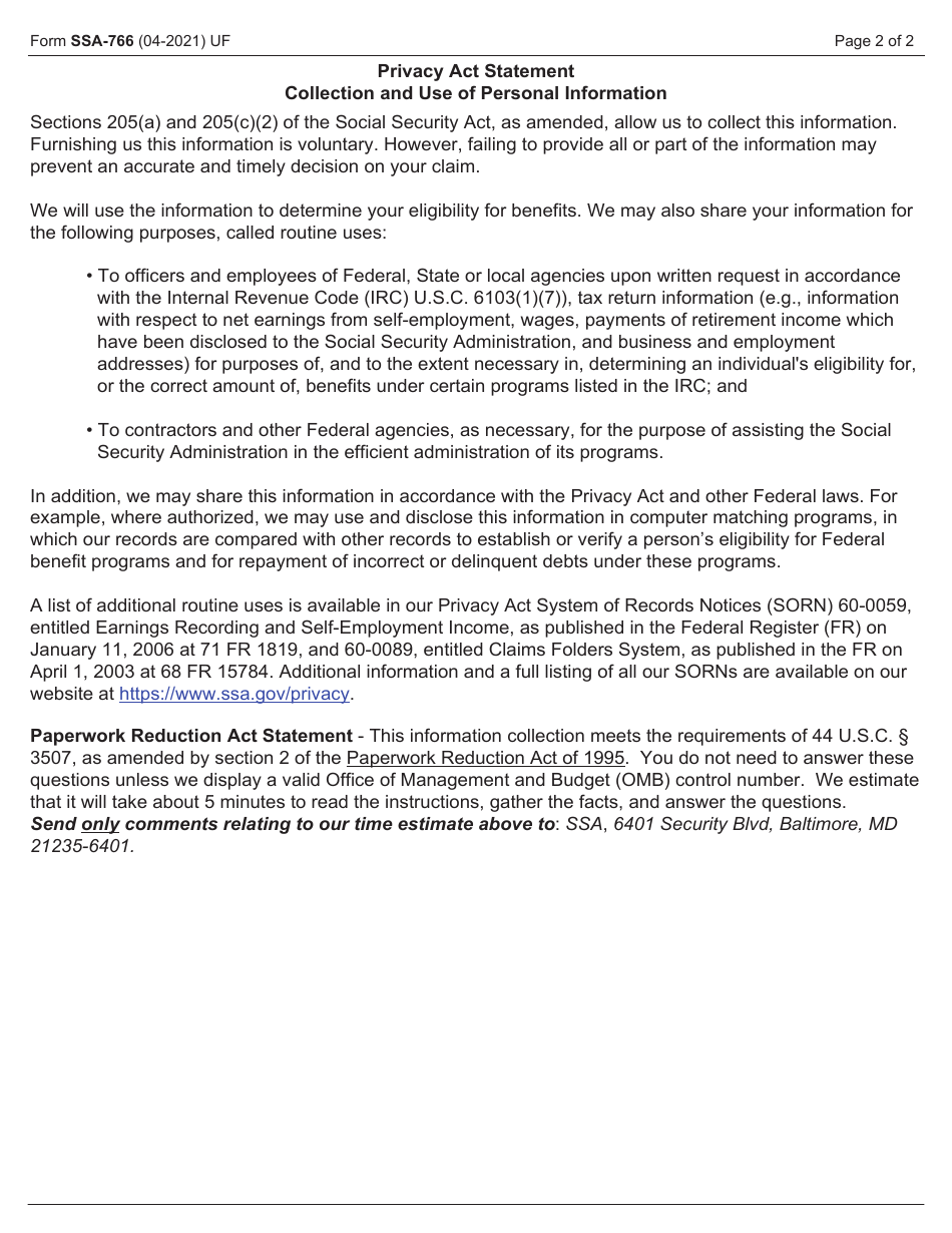 Form Ssa 766 Fill Out Sign Online And Download Fillable Pdf Templateroller 8801