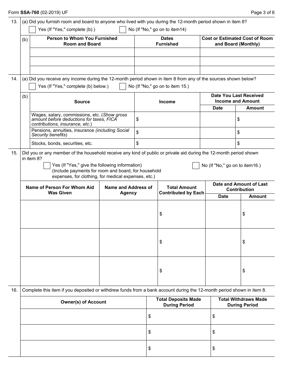 Form SSA-760 Certificate of Support, Page 3