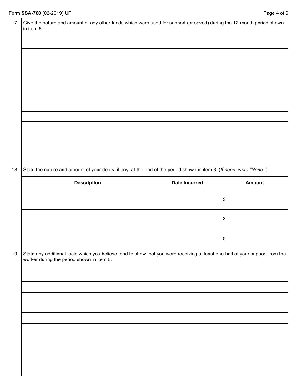 Form SSA-760 Certificate of Support, Page 4