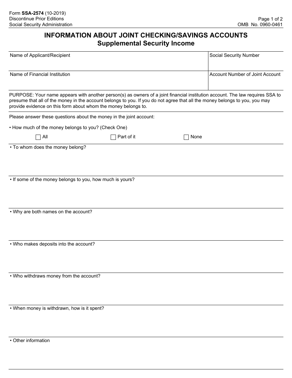 Form SSA-2574 - Fill Out, Sign Online and Download Fillable PDF ...