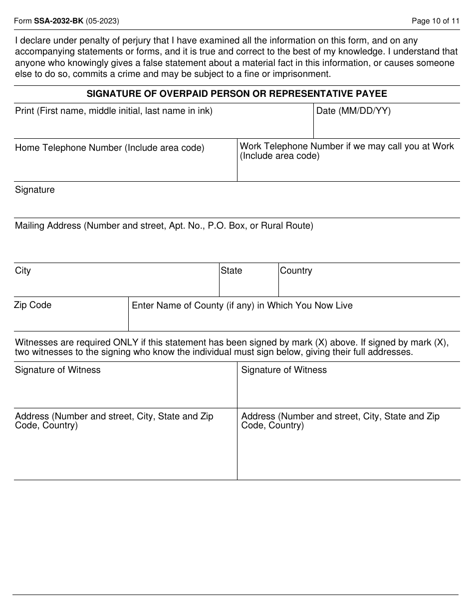 Form SSA-2032-BK Request for Waiver of Special Veterans Benefits (Svb) Overpayment Recovery or Change in Repayment Rate, Page 10