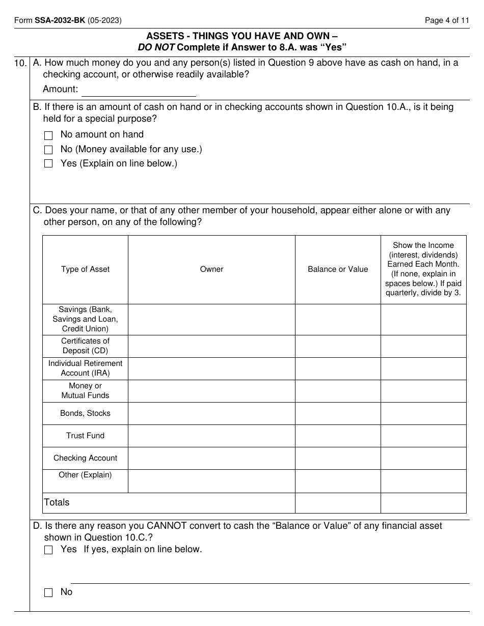 Form SSA-2032-BK Request for Waiver of Special Veterans Benefits (Svb) Overpayment Recovery or Change in Repayment Rate, Page 4