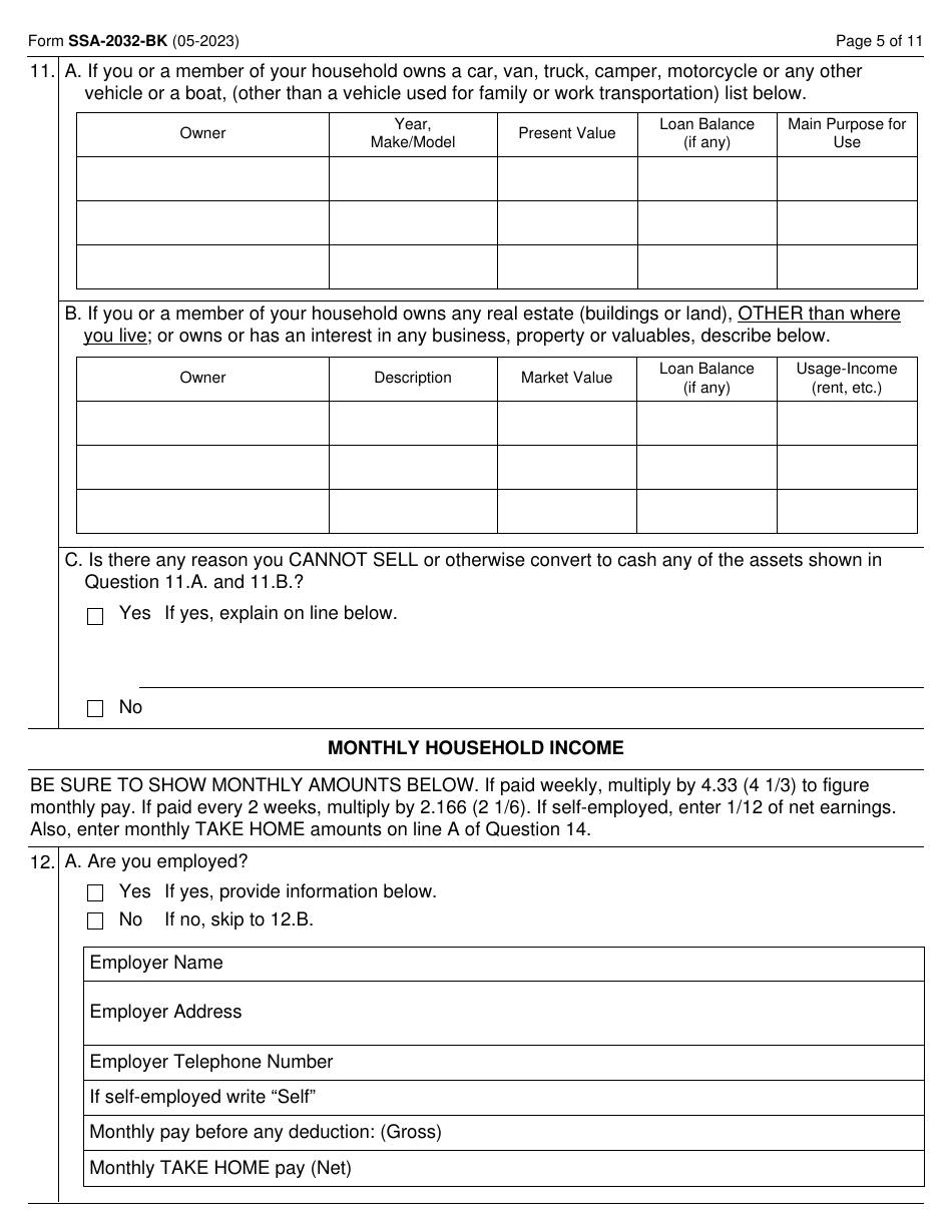 Form SSA-2032-BK Request for Waiver of Special Veterans Benefits (Svb) Overpayment Recovery or Change in Repayment Rate, Page 5