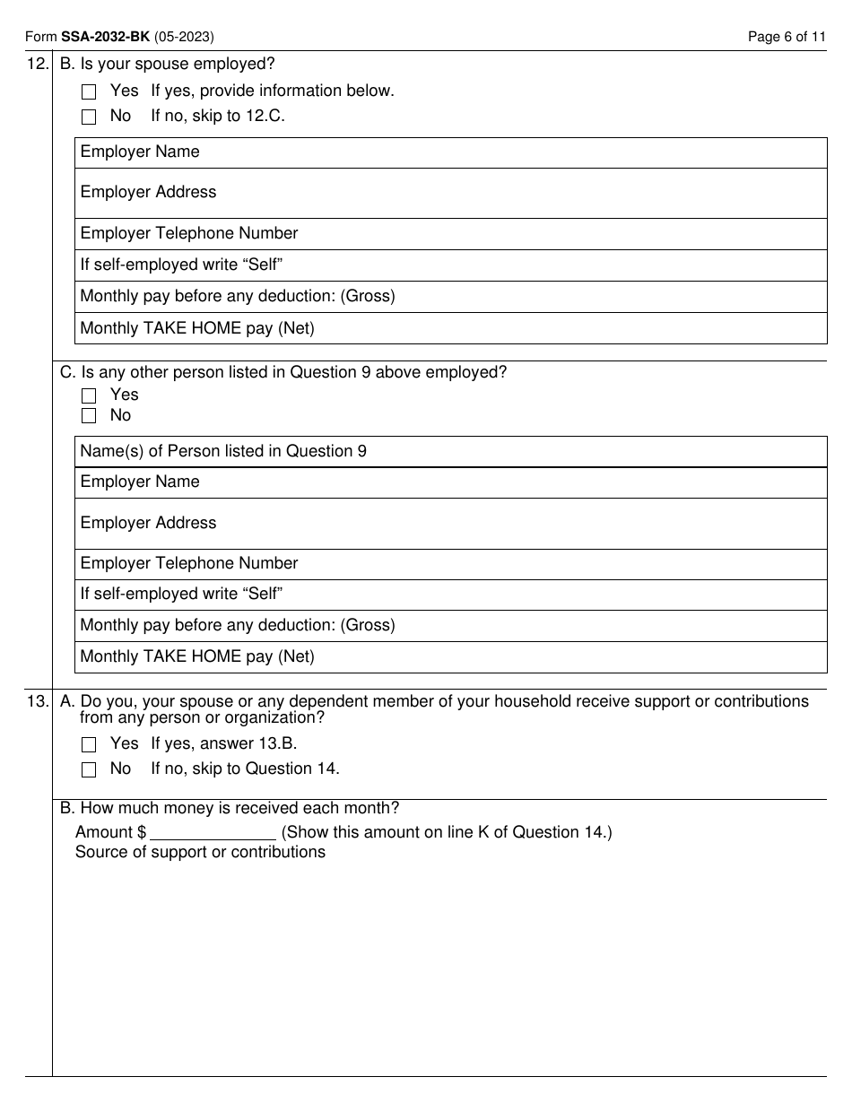Form SSA-2032-BK Request for Waiver of Special Veterans Benefits (Svb) Overpayment Recovery or Change in Repayment Rate, Page 6