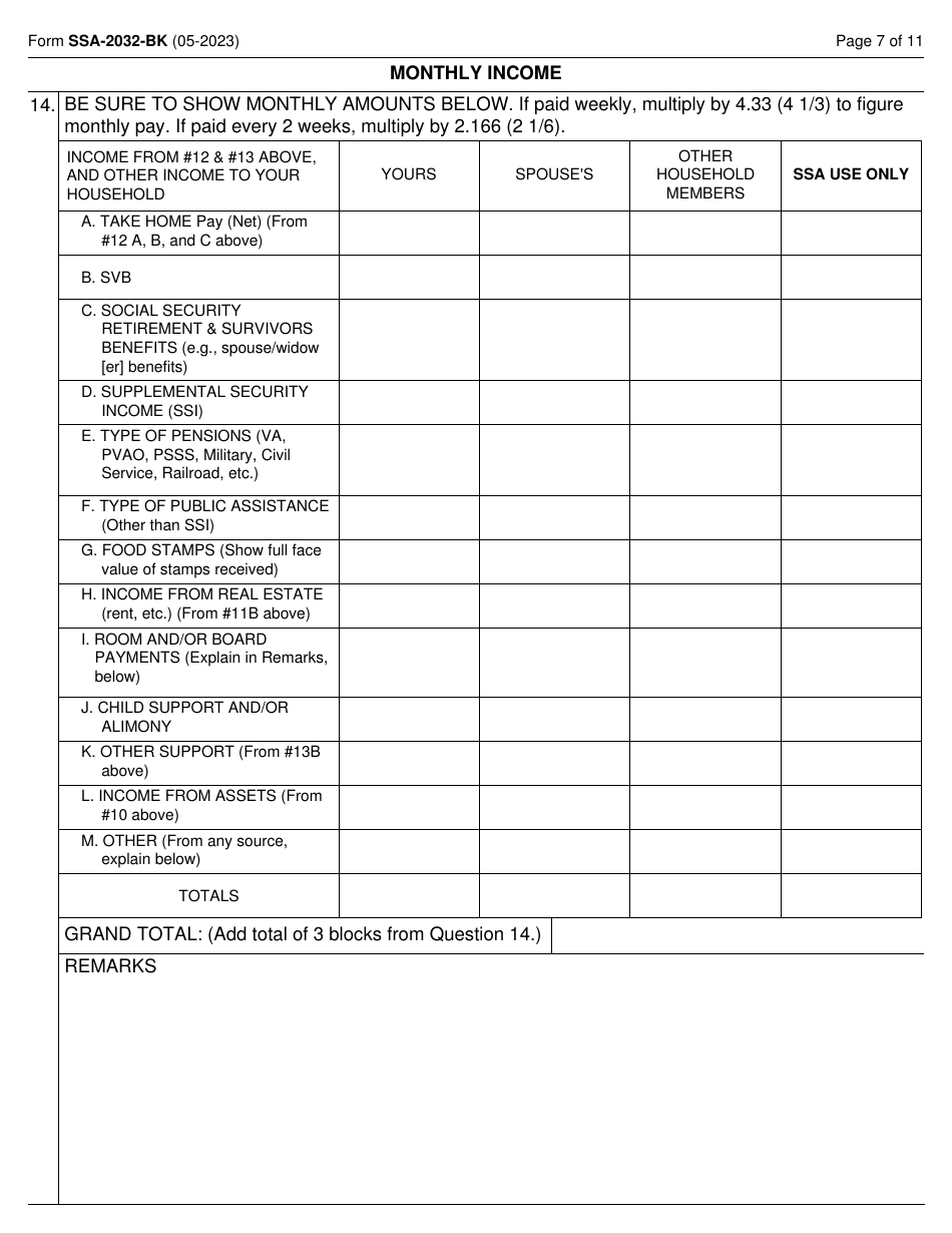 Form SSA-2032-BK Request for Waiver of Special Veterans Benefits (Svb) Overpayment Recovery or Change in Repayment Rate, Page 7