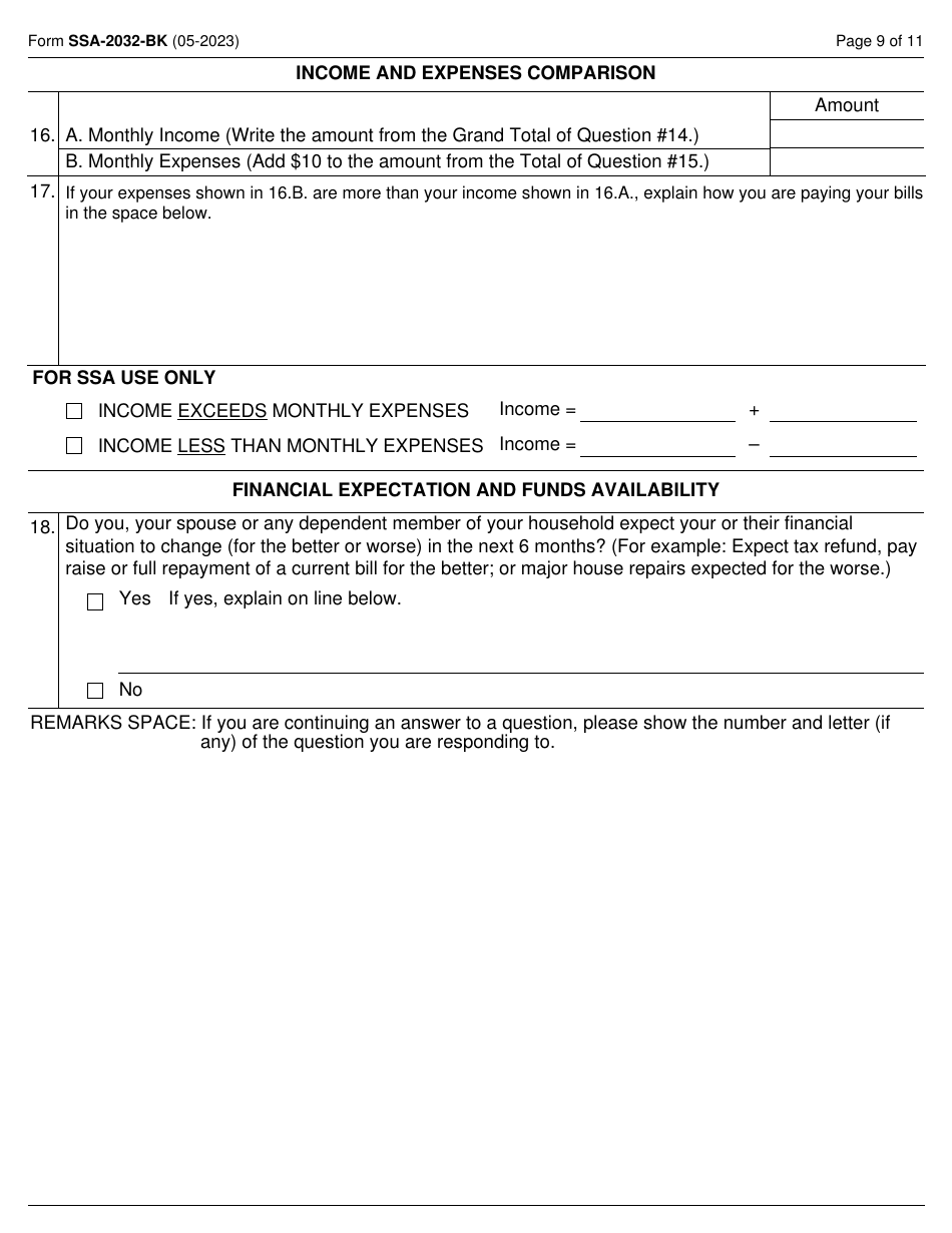 Form SSA-2032-BK Request for Waiver of Special Veterans Benefits (Svb) Overpayment Recovery or Change in Repayment Rate, Page 9